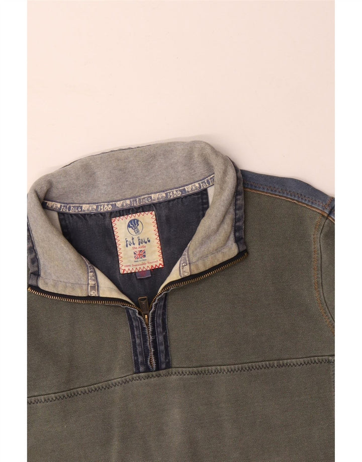 Мужской свитшот FAT FACE с воротником на молнии, джемпер 2XL, серый хлопок с цветными блоками