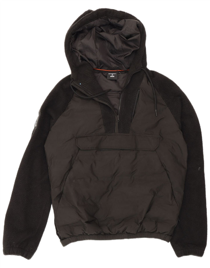 Мужская стеганая куртка-пуловер с капюшоном Superdry UK 36, маленькая, черная, с цветными блоками