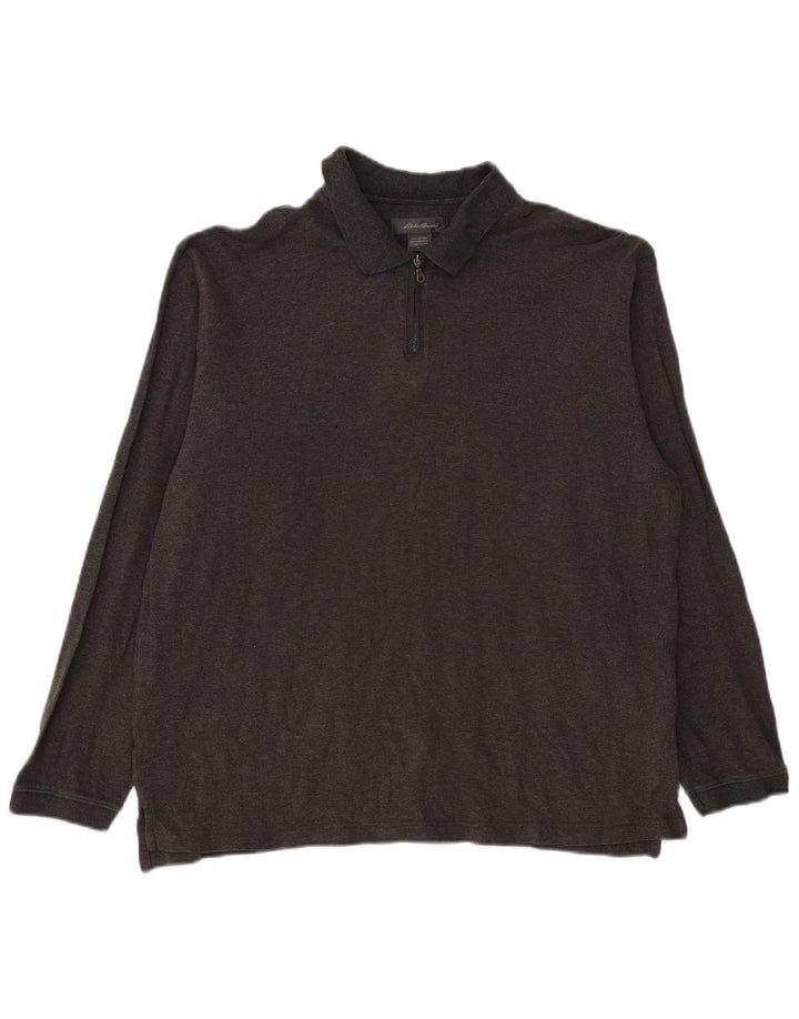 Мужская рубашка-поло с длинным рукавом EDDIE BAUER, большой размер, серый хлопок