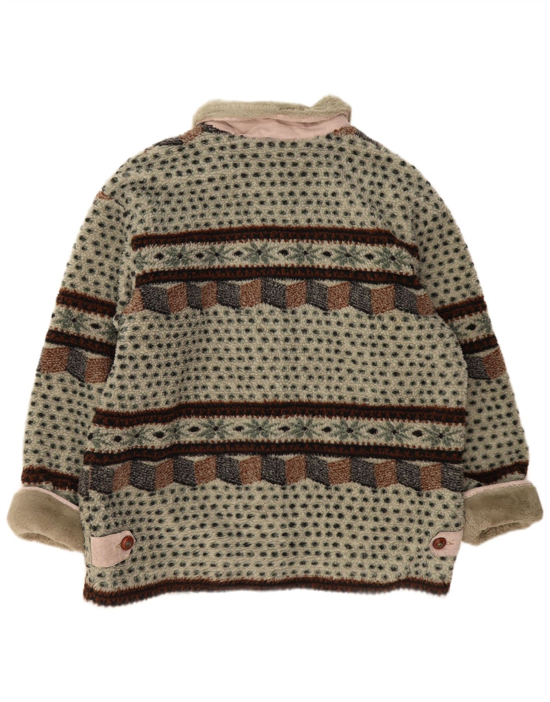 Женская флисовая куртка VINTAGE UK 14, большой зеленый цвет, полиэстер Fair Isle