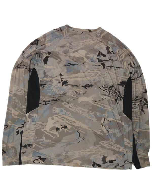 Мужской топ с рисунком Under Armour Heat Gear, длинный рукав, серый камуфляж, размер XL
