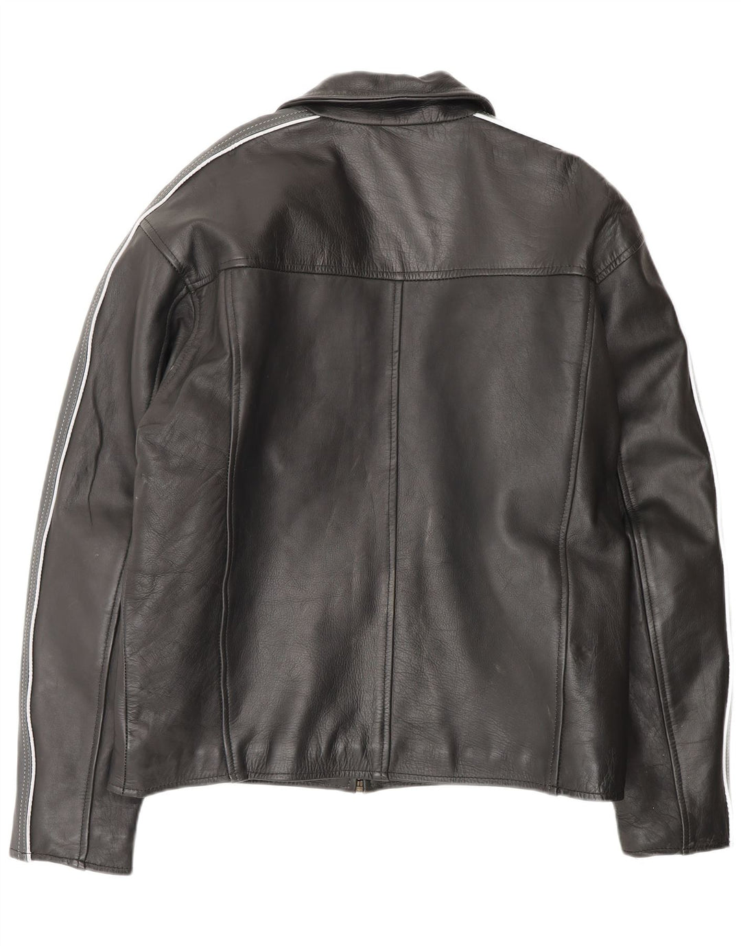 Мужская кожаная куртка VINTAGE UK 42 XL, черная кожа с цветными блоками