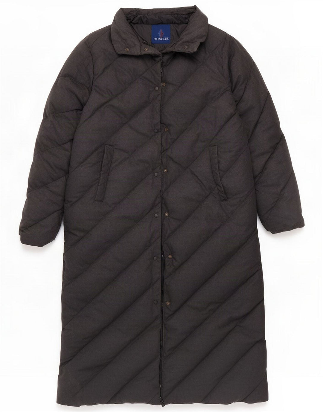 Женское длинное стеганое пальто Moncler, размер 3, средний серый хлопок