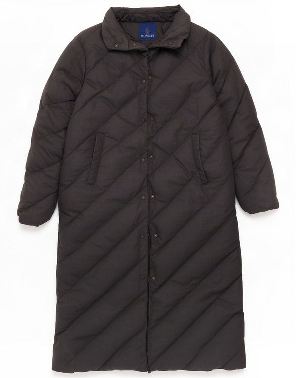 Женское длинное стеганое пальто Moncler, размер 3, средний серый хлопок