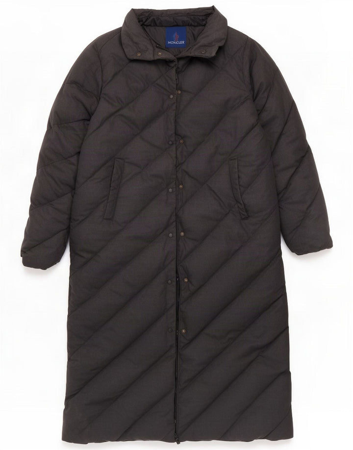 Женское длинное стеганое пальто Moncler, размер 3, средний серый хлопок