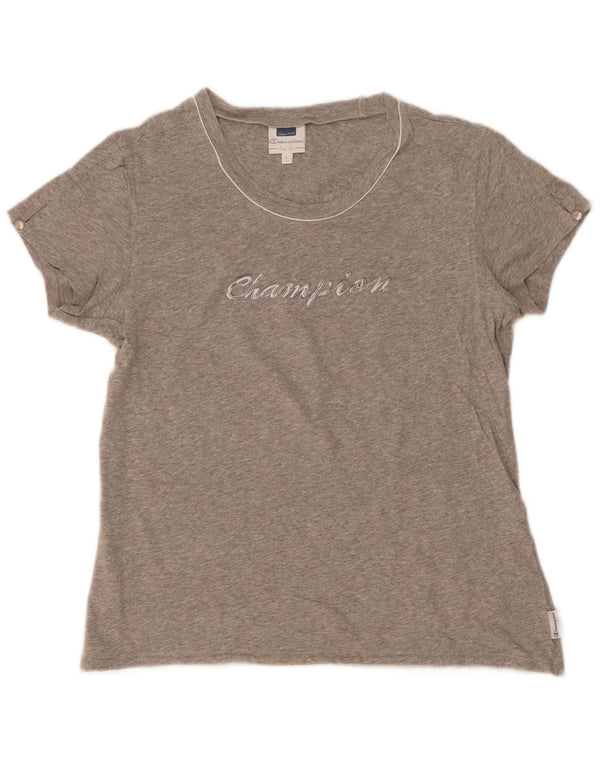 Женская футболка с рисунком Champion Easy Fit Top UK 14, большая серая в крапинку