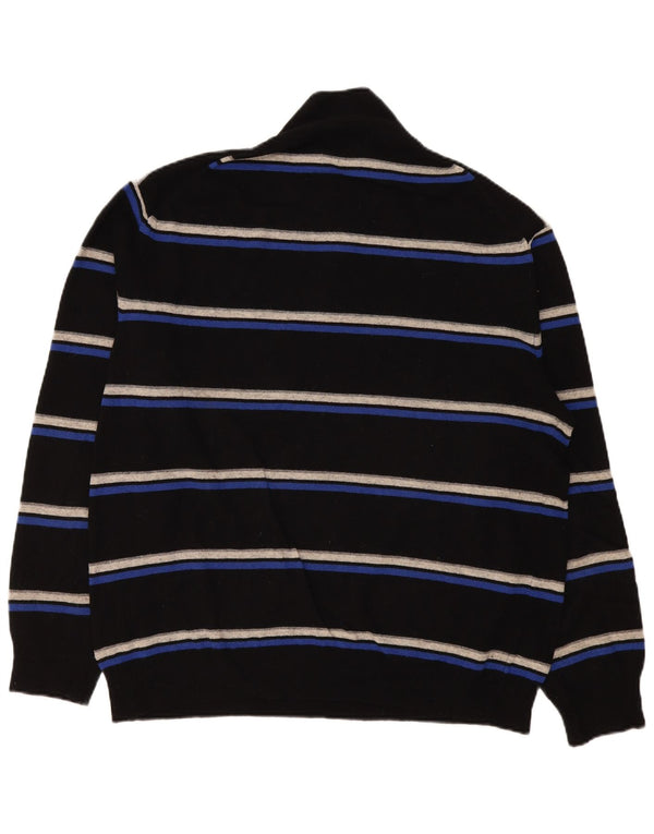 Kappa Mens Zip Neck Jumper Sweater 2XL Black Striped Cashmere