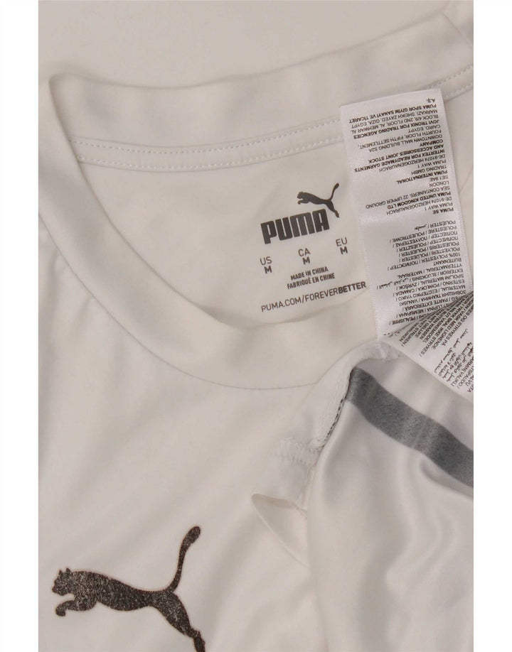 Женская футболка с рисунком Puma, верх из белого полиэстера среднего размера