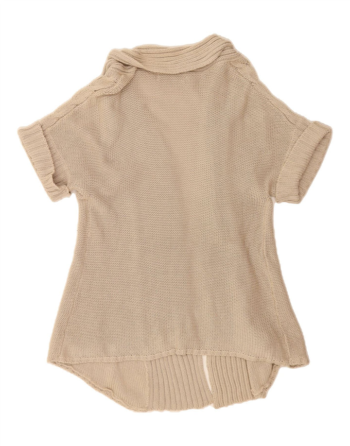 ZARA Womens Short Sleeve Cardigan Sweater UK 14 Medium Beige Vintage Zara and Second-Hand Zara from Messina Hembry 