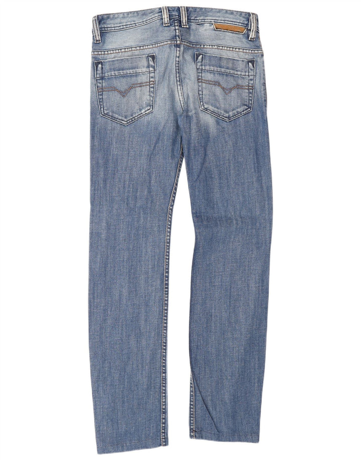 DIESEL Mens Distressed Straight Jeans W30 L34 Blue Cotton