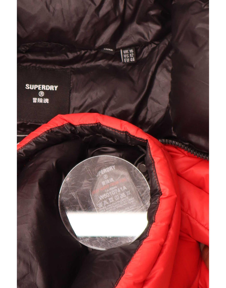 Женская утепленная куртка оверсайз Superdry UK 16, большой красный нейлон