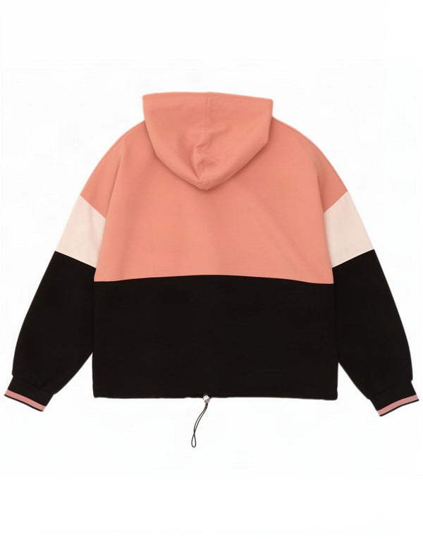 Женский укороченный джемпер с капюшоном оверсайз Zara UK 10, большой розовый цветной блок