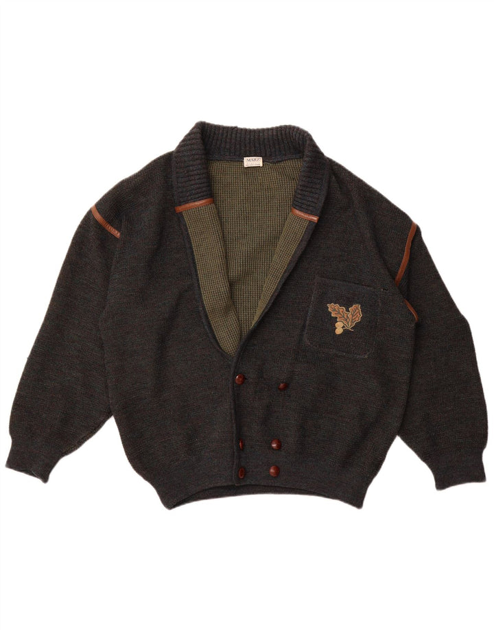 Мужской двубортный кардиган Marz, цвет ЕС 52, большой серый, шерстяной в крапинку