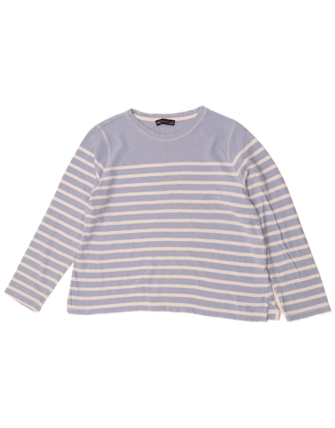 Женский топ Mark & Spencer с длинным рукавом, Великобритания, 16 шт., хлопок в большую синюю полоску