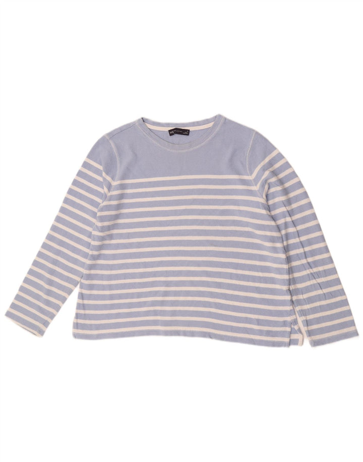 Женский топ Mark & Spencer с длинным рукавом, Великобритания, 16 шт., хлопок в большую синюю полоску