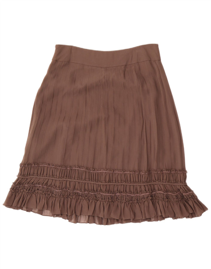 Fenn Wright Manson Женская юбка с рюшами UK 12 Medium W32 Коричневый шелк