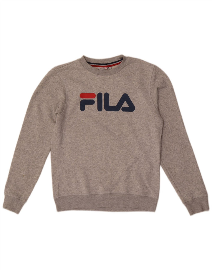 Мужской свитшот с рисунком Fila XS, серый хлопок с крапинками