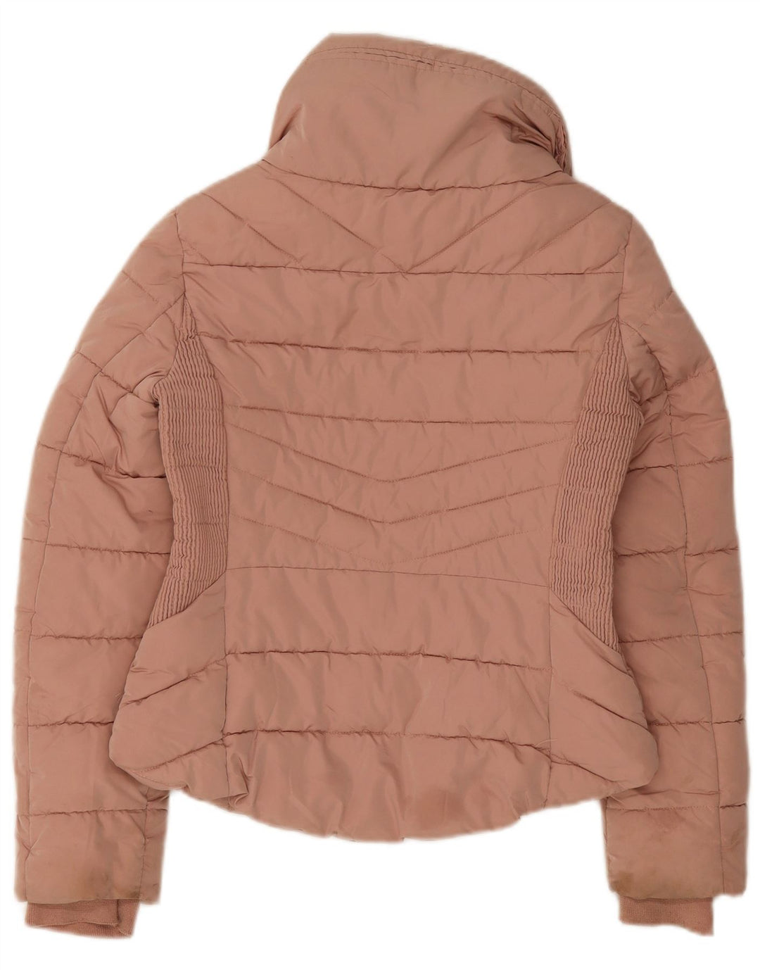 Женская стеганая куртка Zara UK 12, полиэстер среднего розового цвета