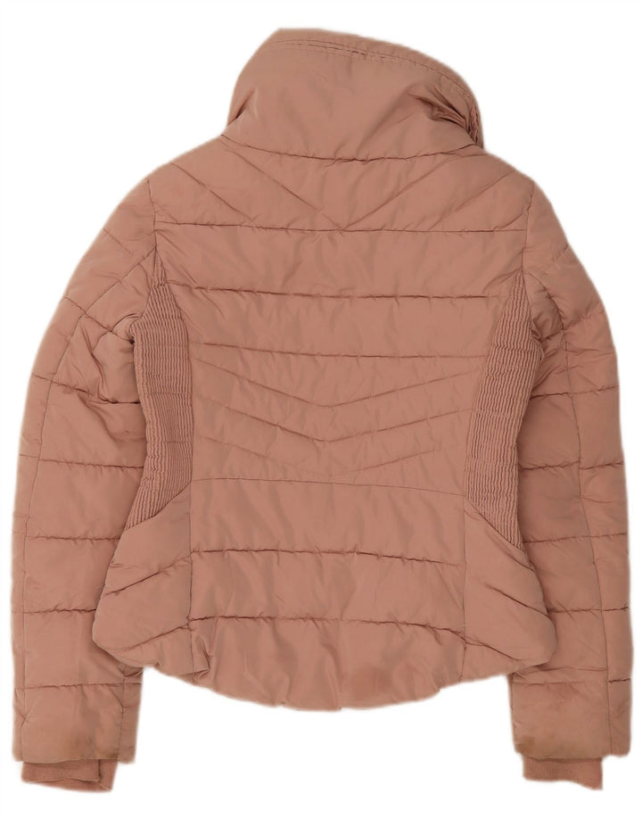 Женская стеганая куртка Zara UK 12, полиэстер среднего розового цвета