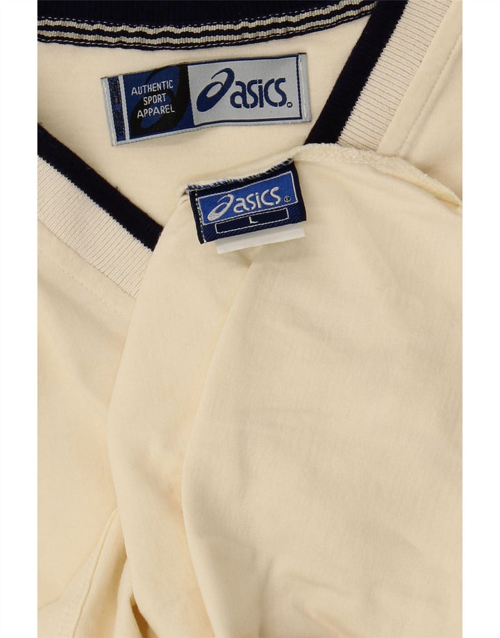 ASICS Mens T-Shirt Top Large Off White Cotton Vintage Asics and Second-Hand Asics from Messina Hembry 