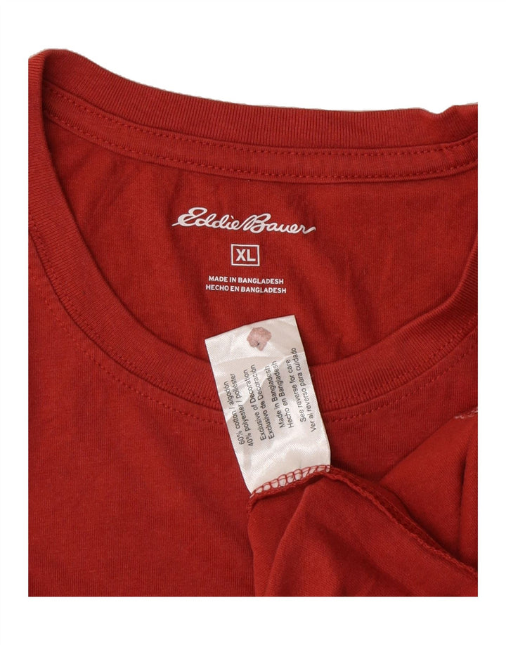 EDDIE BAUER Mens T-Shirt Top XL Red Cotton Vintage Eddie Bauer and Second-Hand Eddie Bauer from Messina Hembry 