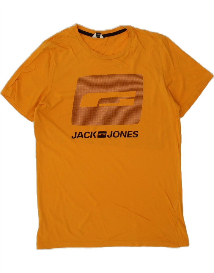 JACK & JONES Mens Graphic T-Shirt Top Large Yellow Vintage Jack & Jones and Second-Hand Jack & Jones from Messina Hembry 