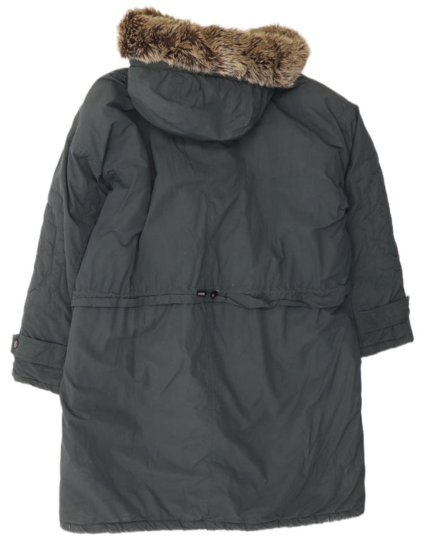 K-WAY Женское стеганое пальто с капюшоном UK 20 2XL Серый хлопок