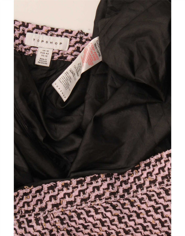 Женская мини-юбка Topshop UK 14, большая W32, полиэстер с розовым шевроном