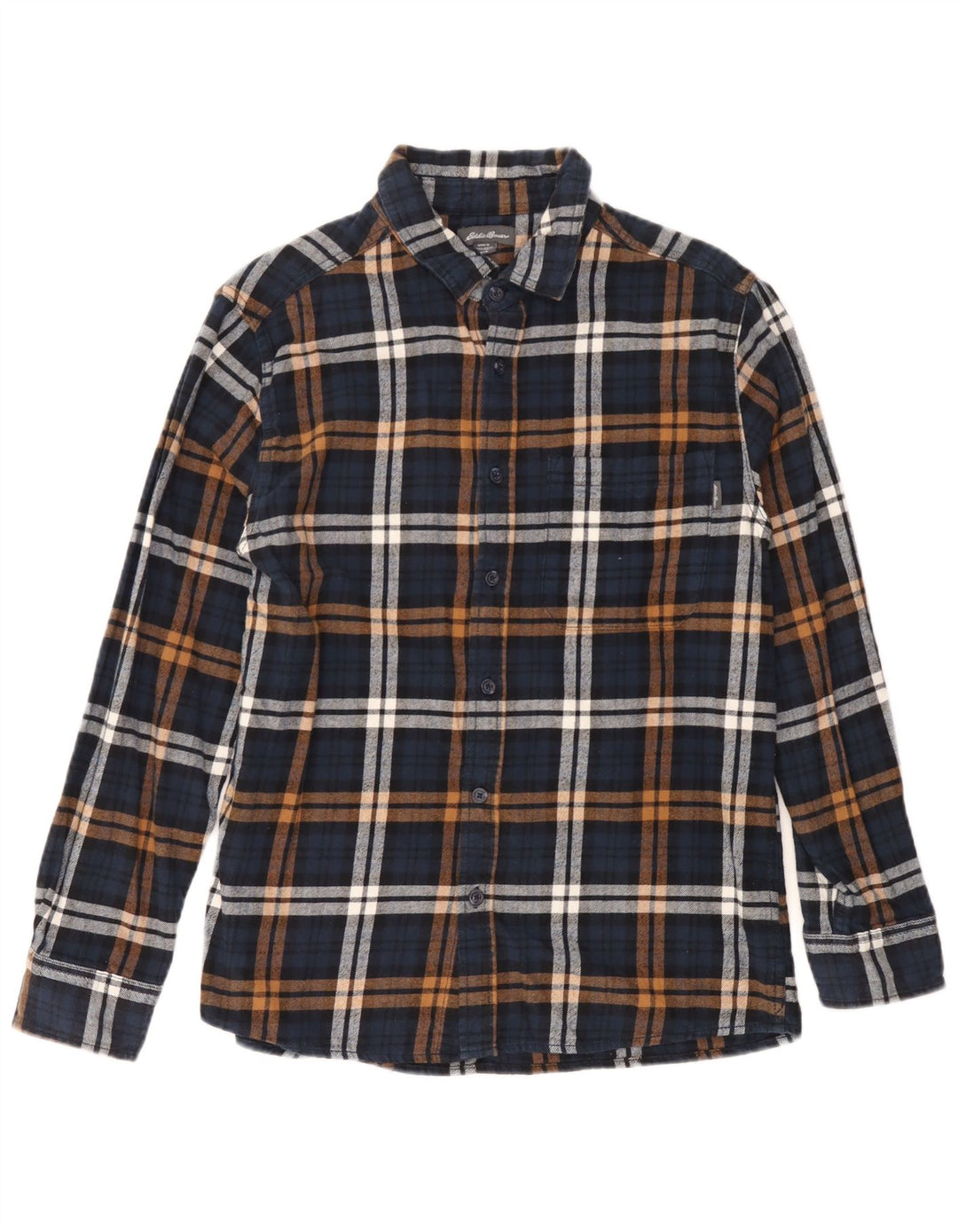 Мужская фланелевая рубашка Eddie Bauer среднего размера, темно-синяя, хлопковая в клетку