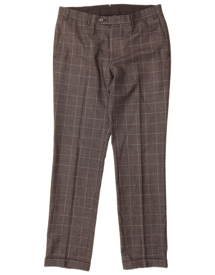 CORNELIANI Мужские прямые костюмные брюки IT 50 Большие W34 L32 Серая клетка