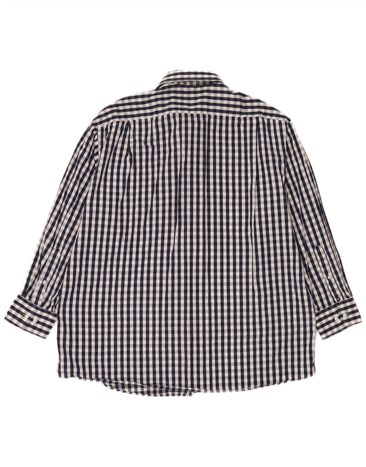 Мужская рубашка обычного кроя Tommy Hilfiger, размер 17 1/2 XL, темно-синяя в мелкую клетку