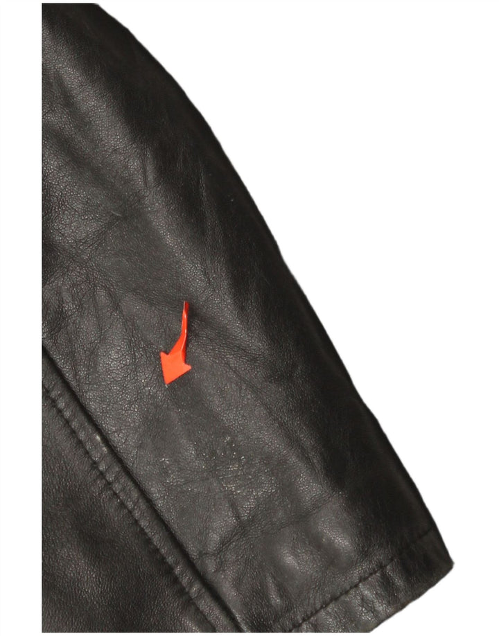 Винтажное женское кожаное пальто IT 46 большое черное