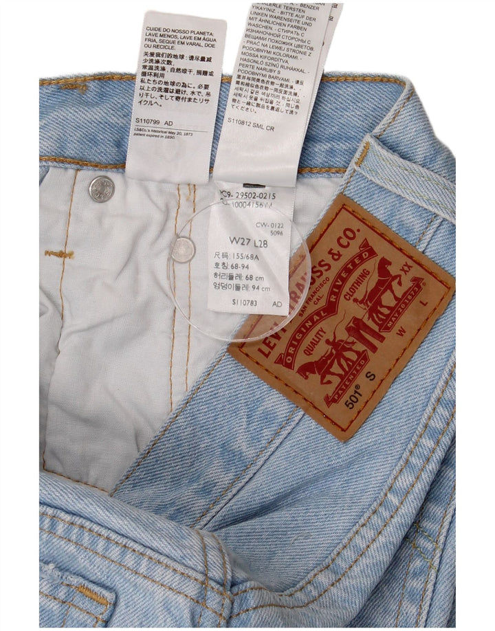 Женские потертые прямые джинсы Levi's 501 W27 L28, синий хлопок