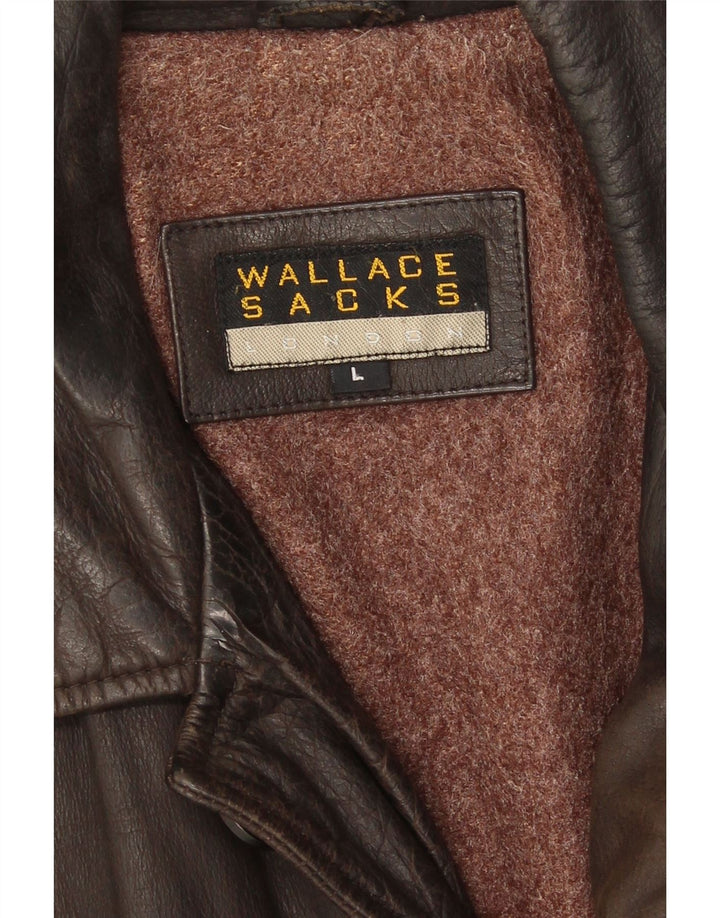 Мужская кожаная куртка Wallace Sacks UK 40, большая коричневая кожа