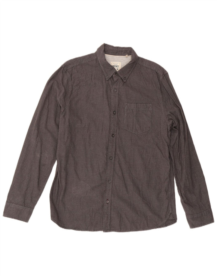 Мужская рубашка стандартного размера Fat Face, хлопок среднего серого цвета с узором «гусиные лапки»