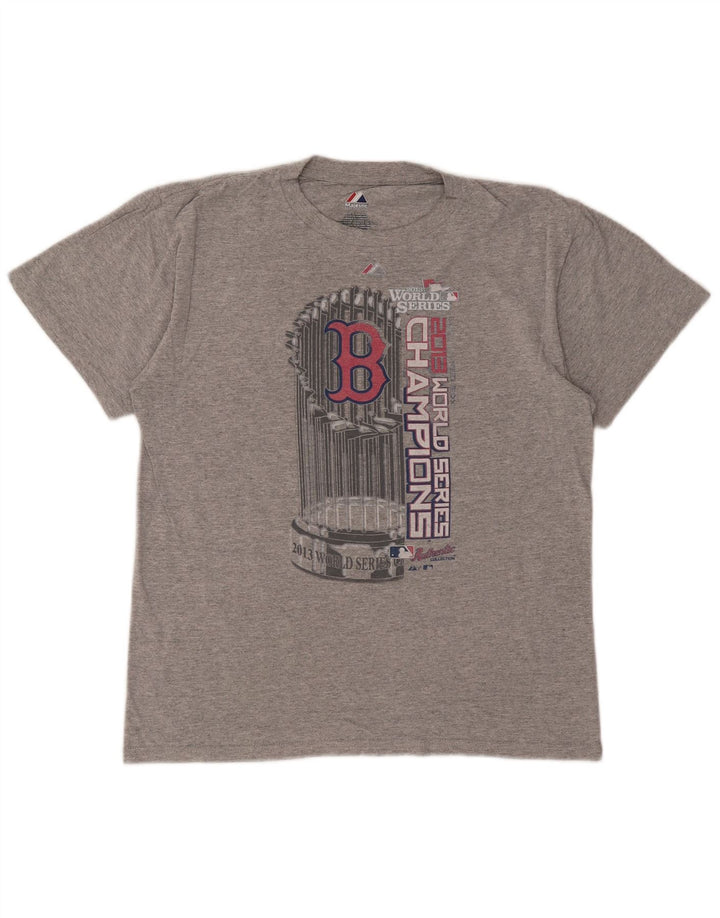 Мужская футболка Majestic Boston Red Sox с рисунком, верх из полиэстера среднего серого цвета