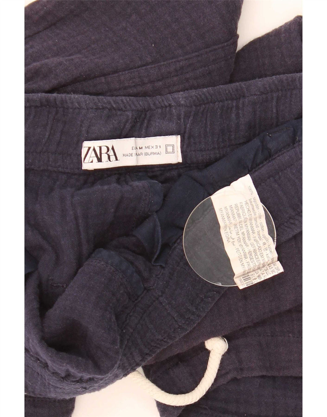 Мужские спортивные шорты Zara среднего размера, темно-синие, хлопок