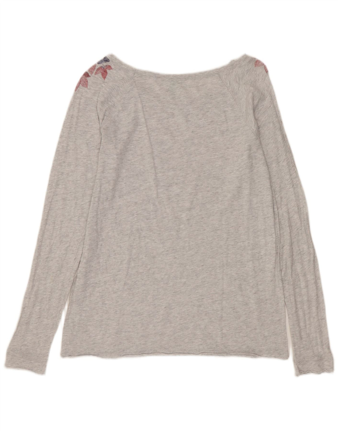 Женский топ Benetton с длинным рукавом и рисунком, UK 12, хлопковый цвет среднего серого цвета