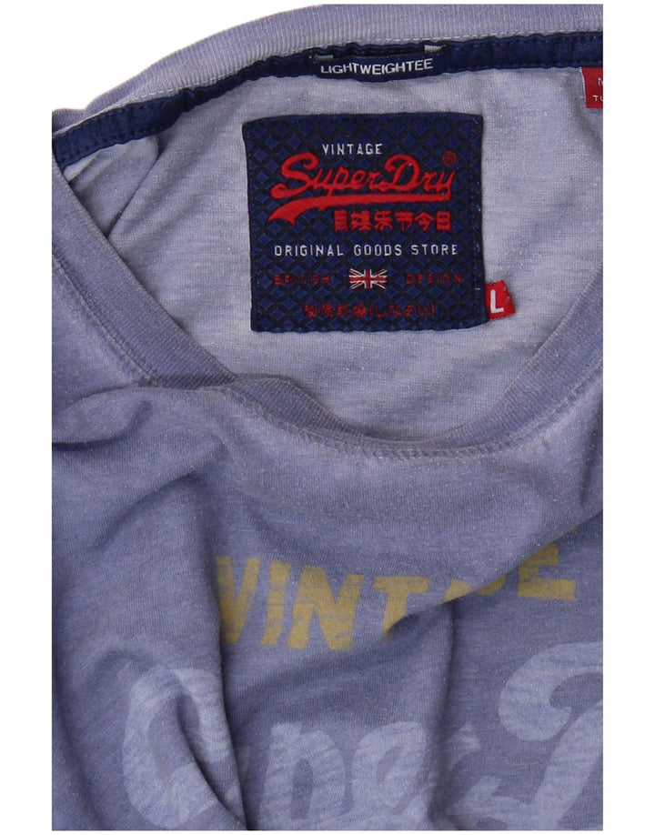 Мужская футболка с рисунком Superdry, большая синяя