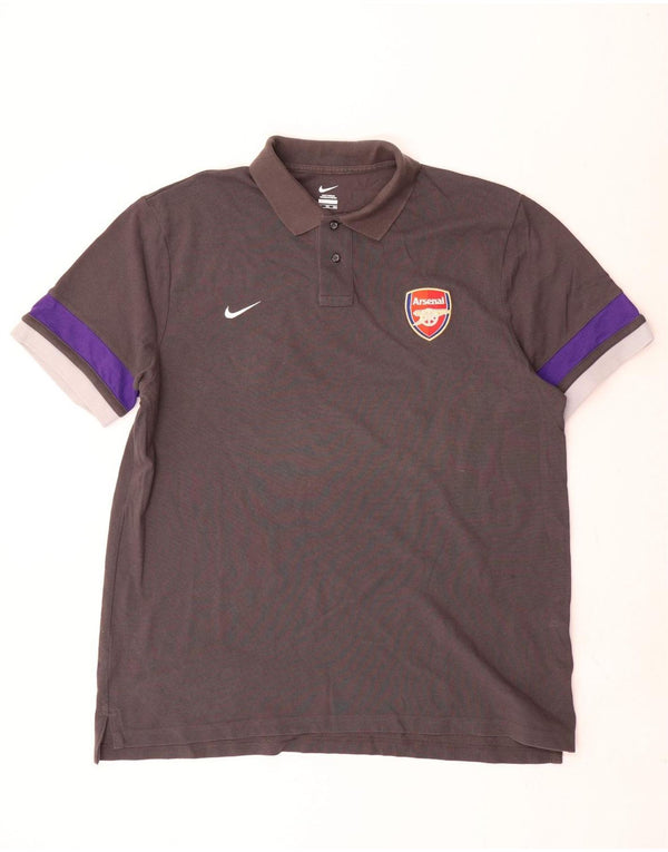 Мужская рубашка-поло Nike Arsenal 2XL, серая, хлопок с цветными блоками