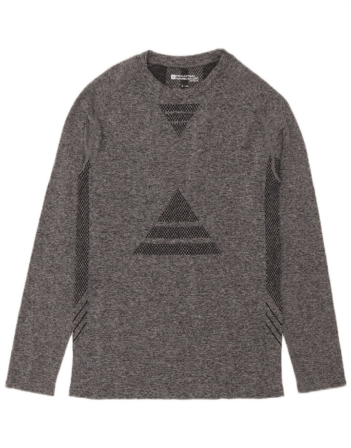Мужской топ Mountain Warehouse из полиамида с длинным рукавом, средний серый с геометрическим рисунком