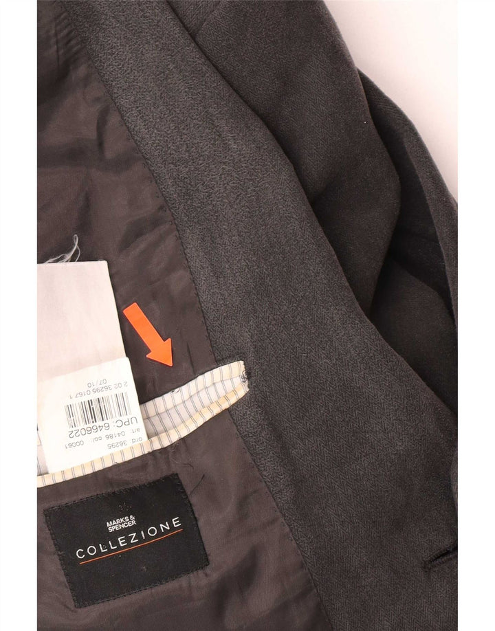 Мужской пиджак на двух пуговицах Marks & Spencer UK 40, средний серый с узором «елочка»