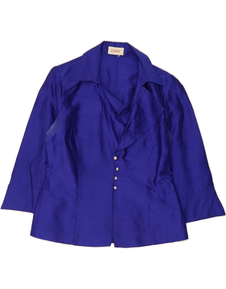 VINTAGE Womens 3/4 Sleeve Cardigan Top UK 14 Medium Blue Vintage Vintage and Second-Hand Vintage from Messina Hembry 