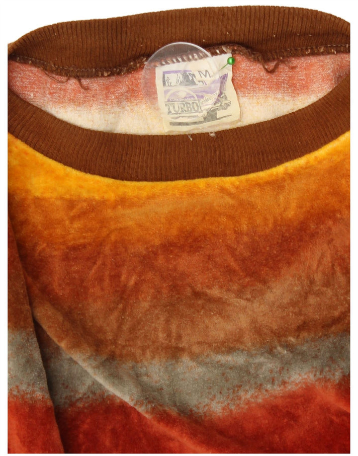 Винтажный женский бархатный свитер-свитшот, Великобритания, 14, средний, в разноцветную полоску