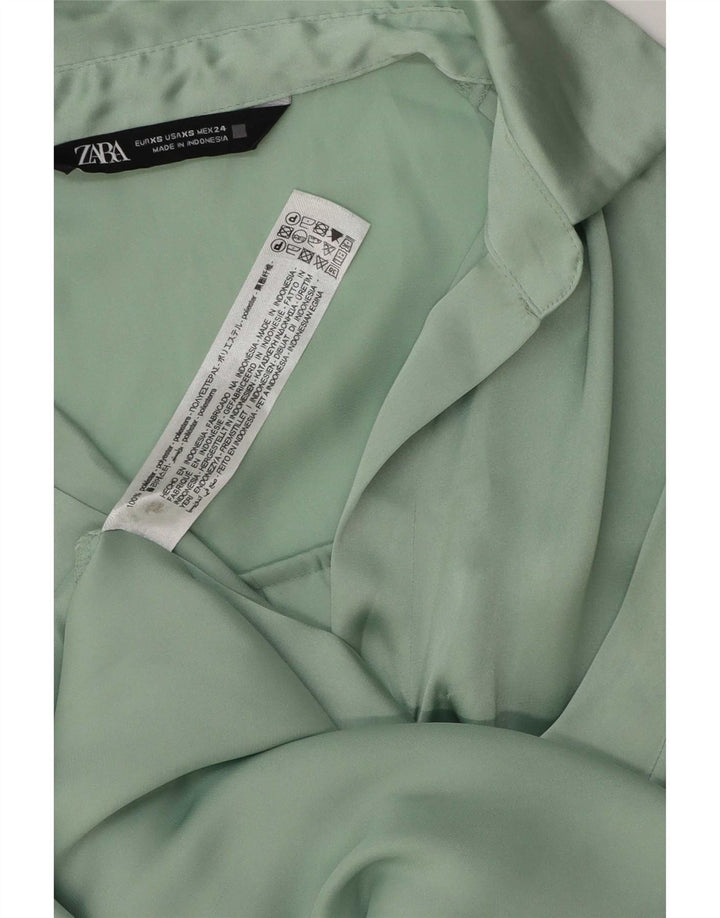 Женская блузка-рубашка оверсайз Zara UK 6 XS, зеленый полиэстер