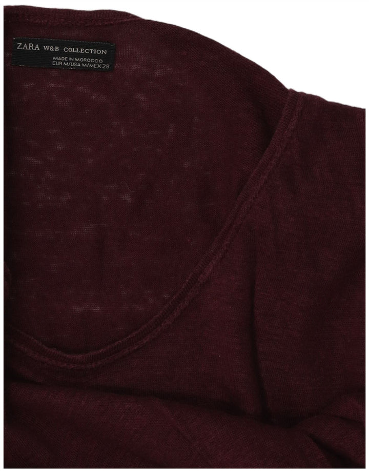 Женская футболка Zara Top UK 14 Medium Burgundy