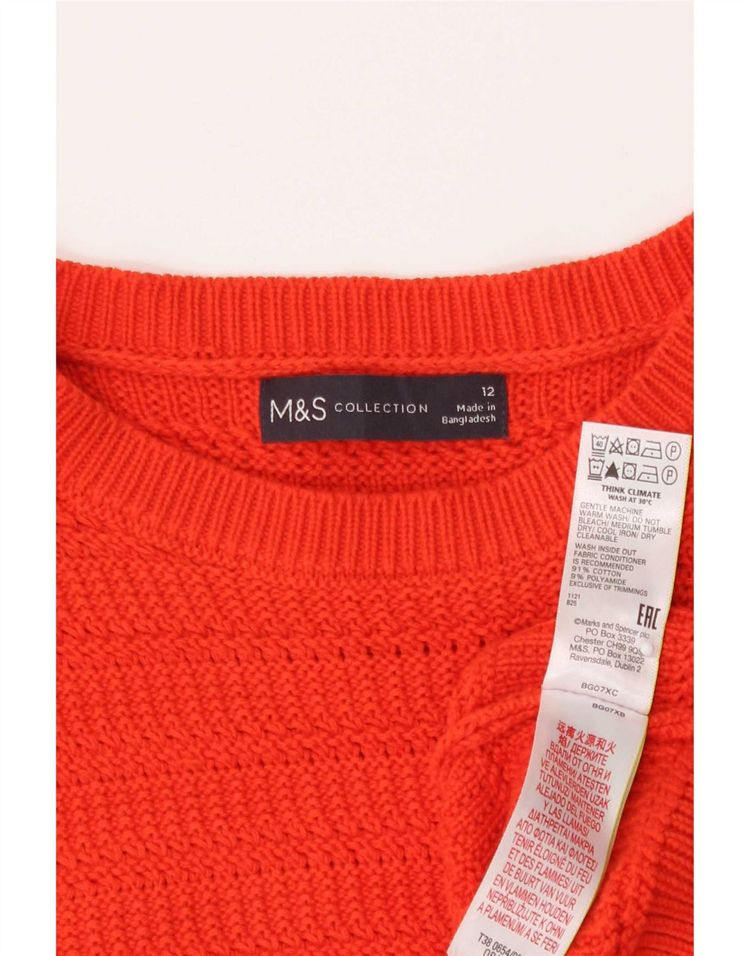 Женский джемпер с круглым вырезом Marks & Spencer UK 12, средний оранжевый