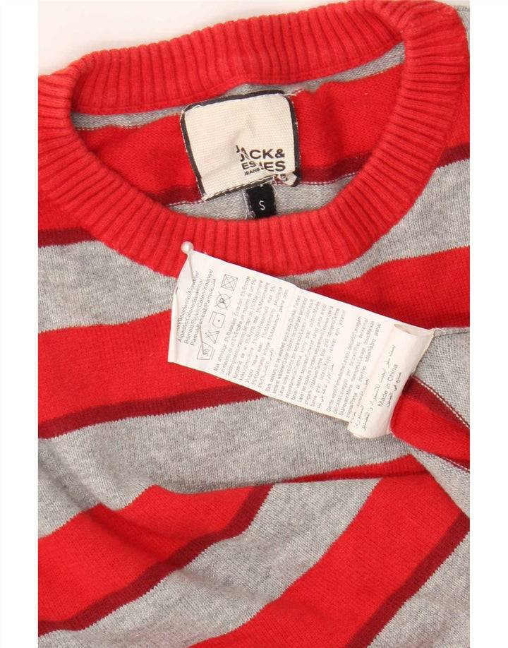 Мужской джемпер с круглым вырезом Jack & Jones стандартного кроя, маленький красный в полоску