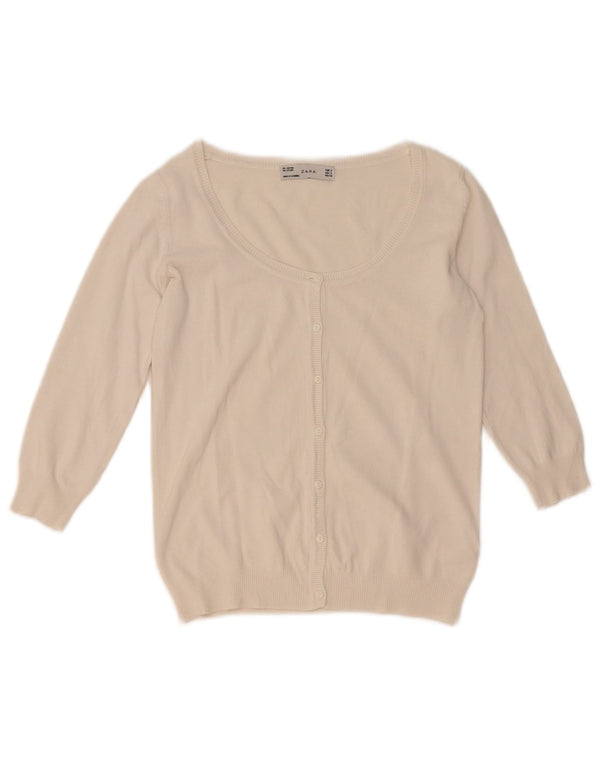Женский кардиган с рукавом 3/4 Zara UK 10, маленький белый хлопок