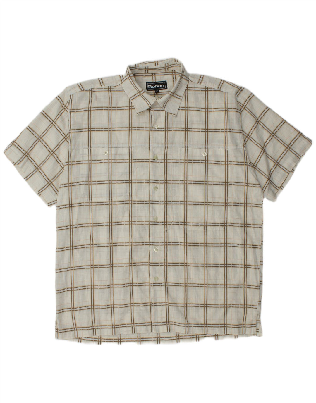 Rohan Мужская рубашка с коротким рукавом, большая белая клетка из полиэстера